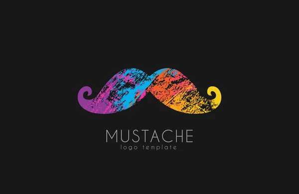 Mustasch logotyp. Färg mustasch. Mustasch i grunge stil. Kreativa logotyp. Hipster logotyp. — Stock vektor