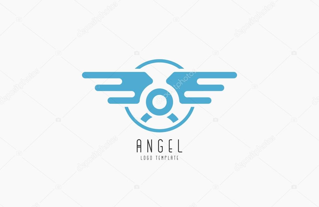 Angel logo. Minimalistic logo design. Wings logo. creative logo