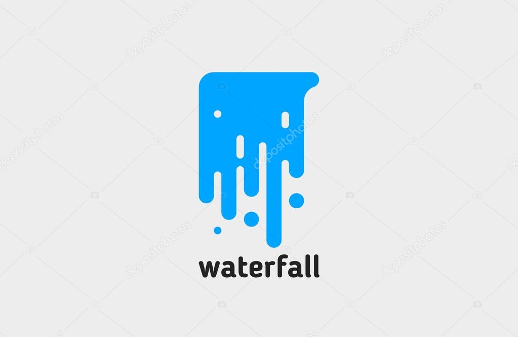 Waterfall logo. water logo. creative logo design. line logo