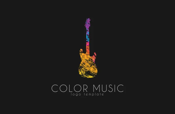 Guitar. Colorful logo. Rainbow guitar. music logo. Creative logo — Stock Vector