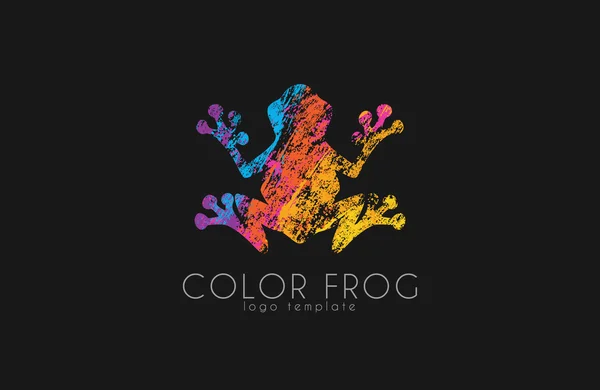 青蛙的标志。彩色青蛙图案。标志的创意设计。动物标志. — 图库矢量图片