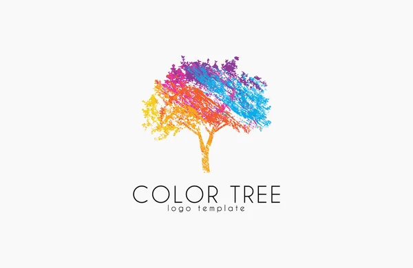 Logo del árbol. Logo creativo. Logo de la naturaleza. Diseño del logotipo del árbol de color. Logo colorido — Vector de stock