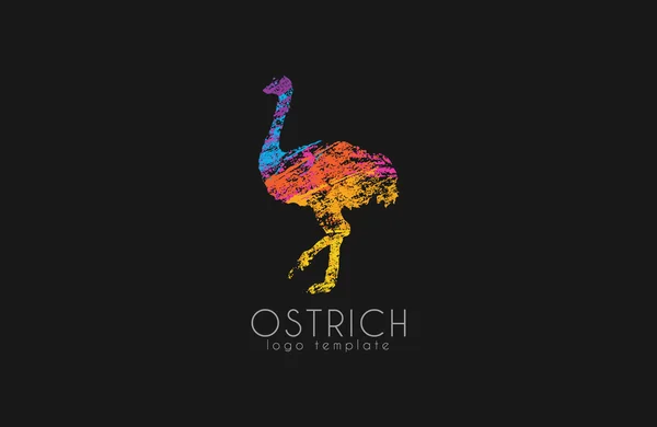 Ostrich logo design. Creative logo. Bird logo. Colorful logo. Animal logo. — Διανυσματικό Αρχείο
