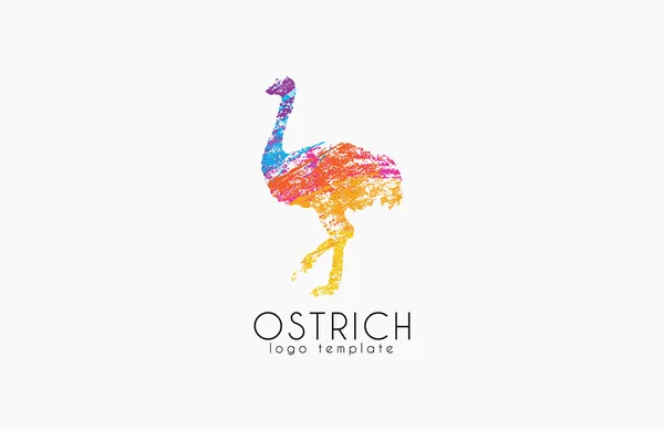 Diseño del logo del avestruz. Logo creativo. Logo Bird. Logo colorido. Logo animal . — Vector de stock