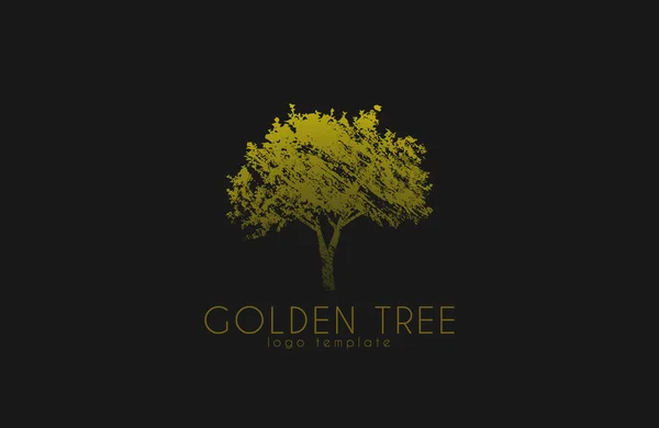 Logotipo da árvore. Árvore dourada. Design de logotipo da natureza. Logotipo bonito. Logotipo criativo —  Vetores de Stock