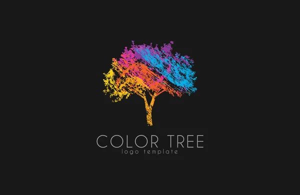 Logotipo da árvore. Logótipo criativo. Logotipo da natureza. Projeto do logotipo da árvore de cor. Logotipo colorido — Vetor de Stock
