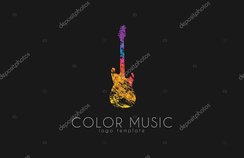 Guitar. Colorful logo. Rainbow guitar. music logo. Creative logo