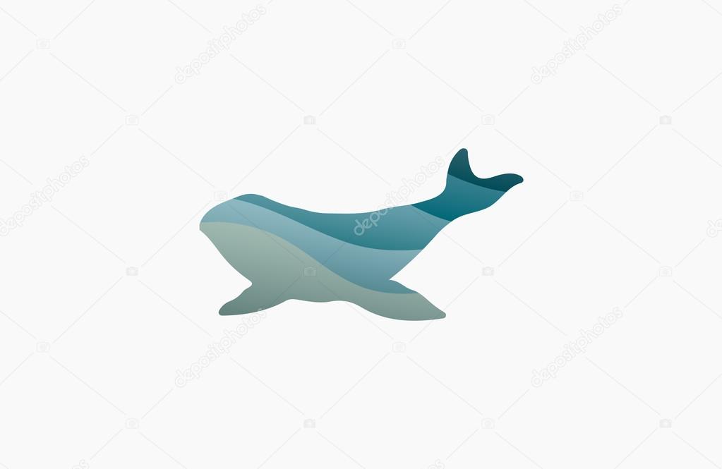 Whale logo. Creative logo. Sea logo. Water logo design. Ocean logo. Animal logo