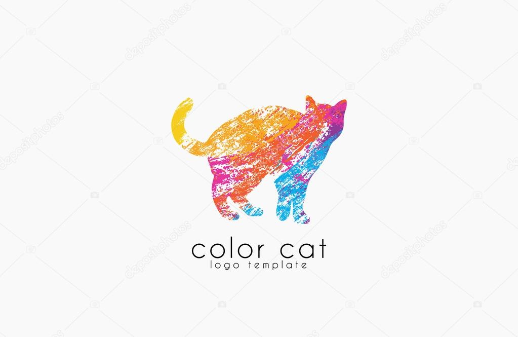 Cat logo. Color cat logo. Creative logo design. Animal logo