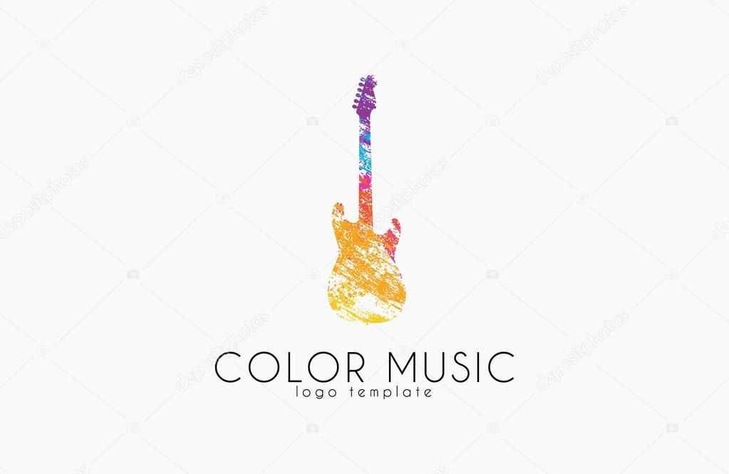 Guitar. Colorful logo. Rainbow guitar. music logo. Creative logo