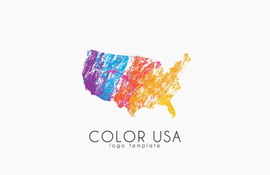 USA logo. Color map of USA. America logo design. clipart
