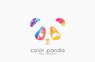Panda logo tasarımı. Renk panda. Hayvan lofo. Logo yaratıcı. Tatlı logosu.