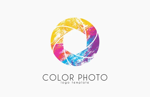 Shutter Logo Design. Foto-Logo. kreatives Logo. Farbverschluss. — Stockvektor