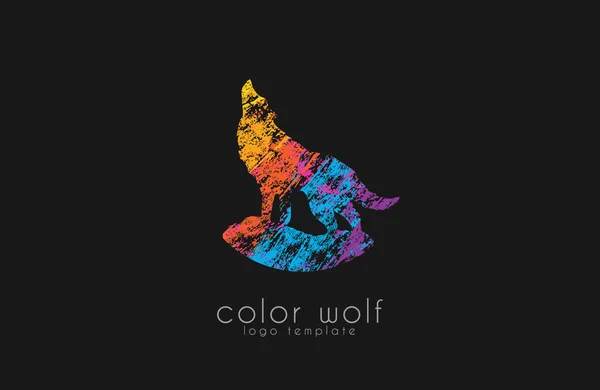 Logotipo Wolf. Diseño de logotipo de lobo de color. Logo animal . — Vector de stock