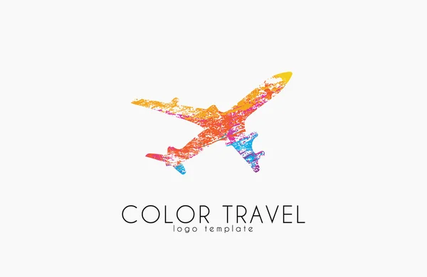 Logo del avión. diseño del logotipo de viaje. Logo plano. Logotipo creativo . — Vector de stock