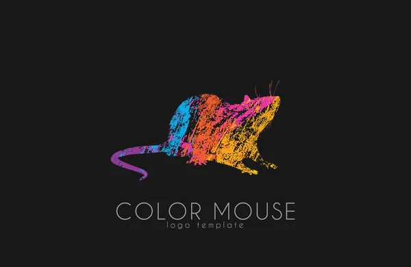 Mus-logotypen. Musen för färg. Liten mus. Kreativa Logotypdesign. — Stock vektor