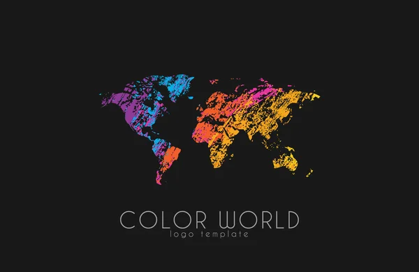 Logo del mapa del mundo. Logo mundial. Mundo del color. Logo creativo. Diseño del logo de viaje . — Archivo Imágenes Vectoriales