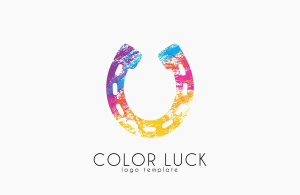 Horseshoe logo design. Luck logo. Creative logo design. Color logo. — Stock Vector