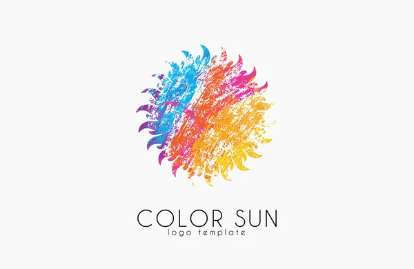 Sun logo tervezés. színes nap. Kreatív logó. Csillag embléma. — Stock Vector