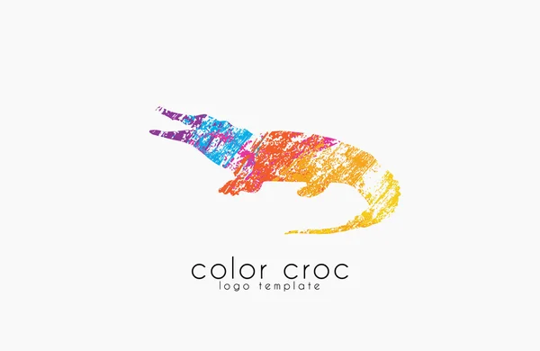 Design loga krokodýla. barevný krokodýl. zvířecí logo. — Stockový vektor