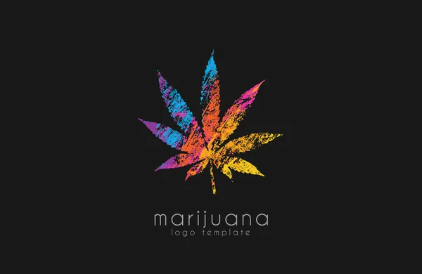 Logotipo de la hoja de marihuana. logotipo de color marihuana. logotipo de la droga. diseño del logo creativo . — Archivo Imágenes Vectoriales