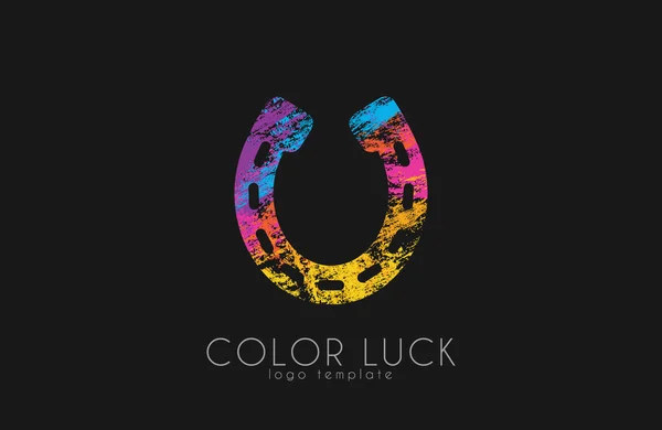 Diseño del logo de herradura. Logotipo de suerte. Diseño creativo del logotipo. Logo de color . — Vector de stock