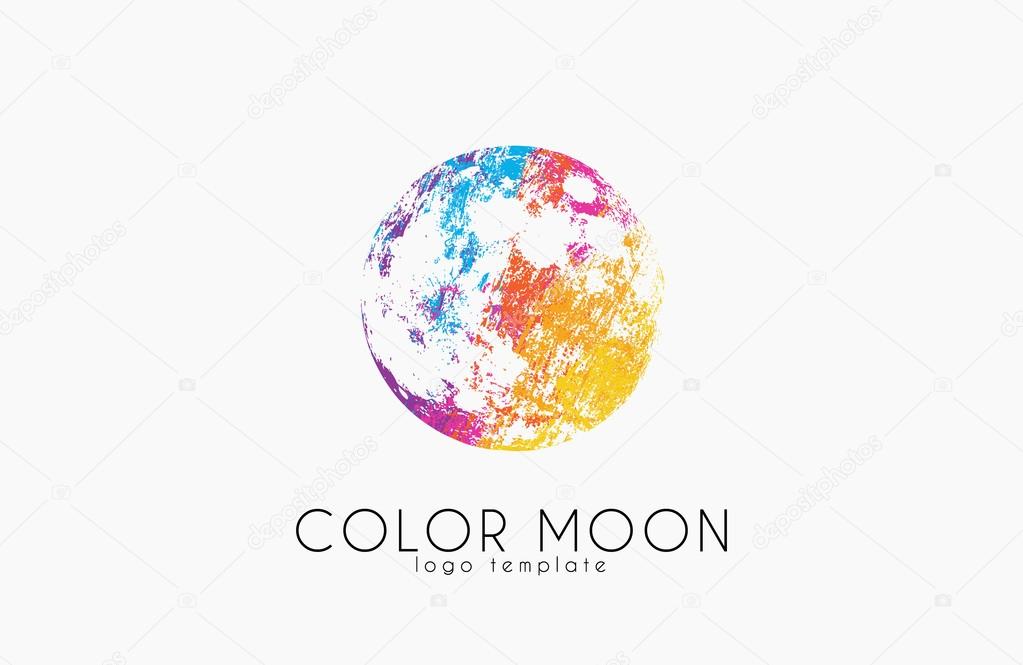 Moon logo design. Color moon. Cosmic logo. Space logo. Creative logo design.