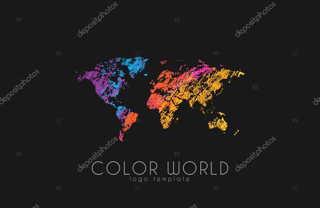 World map logo. World logo. Color world. Creative logo. Travel logo design.