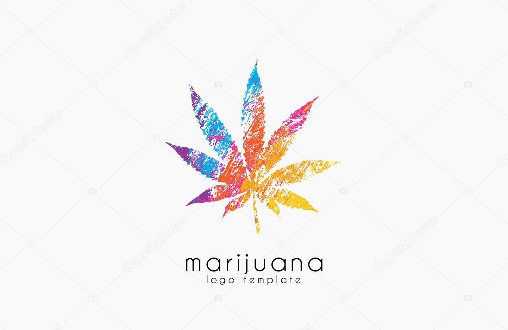Marijuana leaf logo. color marijuana logo. drug logo. creative logo design.