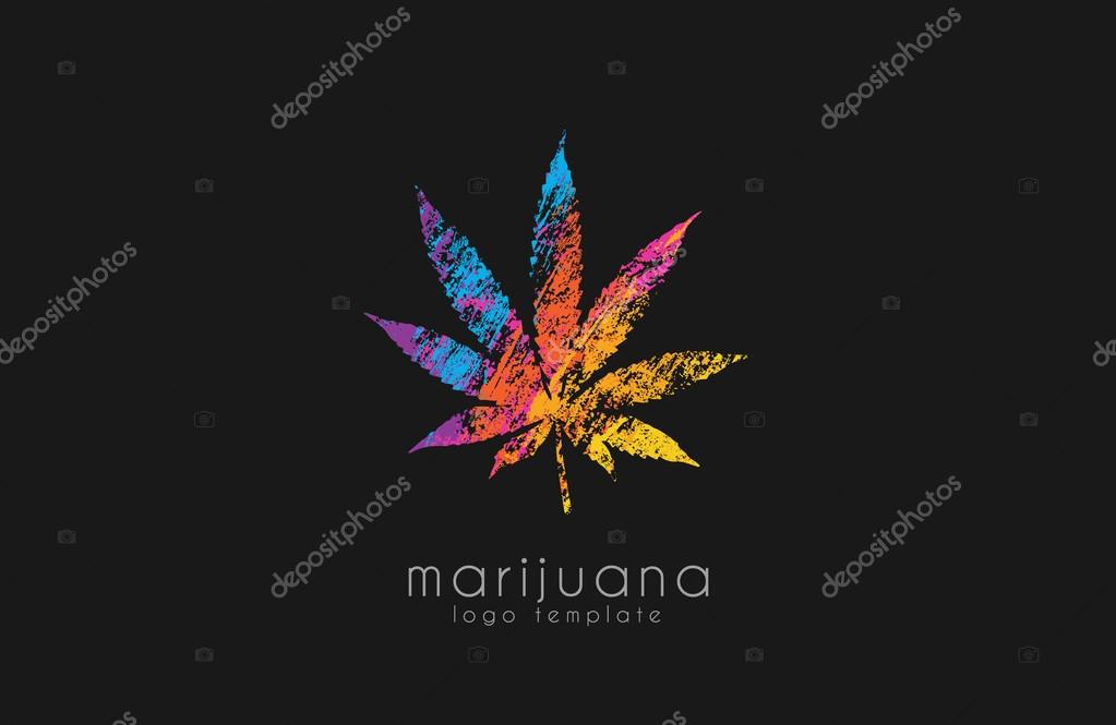 Marijuana leaf logo. color marijuana logo. drug logo. creative logo design.