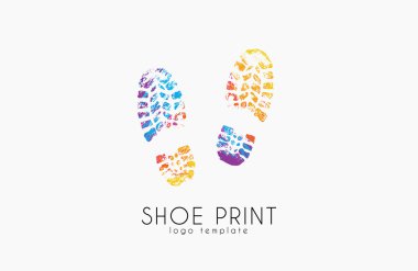 Shoe print logo. Color shoe print. Creative logo. clipart