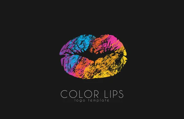 Lippen logo ontwerp. Vrouw lippen. Kleur lippen. Mooie lippen. — Stockvector