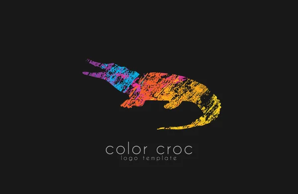 Logo crocodile design. Croc de couleur. logo animal . — Image vectorielle