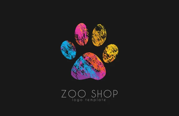 Logotipo de impressão da pata. Logotipo de animal criativo. Logotipo do zoológico. Loja de zoológicos. logotipo criativo —  Vetores de Stock