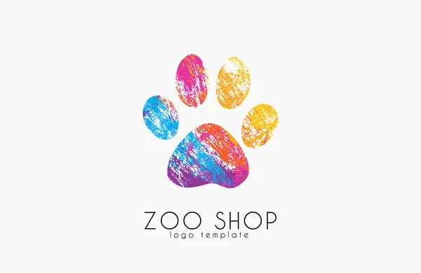 Paw print logo. Creative animal logo. zoo logo. zoo shop. creative logo — Stock Vector