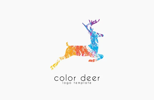 Design de logotipo de veado. Cervos coloridos. Logotipo animal . —  Vetores de Stock