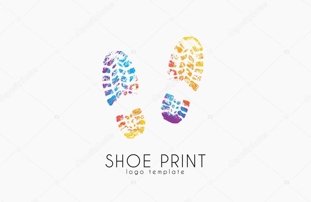 Shoe print logo. Color shoe print. Creative logo.