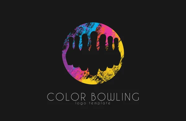 Logo Bowlingové Hry Barevný Bowling Sportovní Logo — Stockový vektor