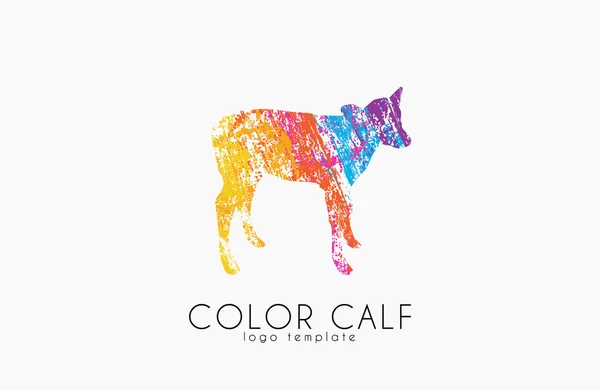 Calf标志 彩色小牛犊动物标志 牛的孩子 — 图库矢量图片