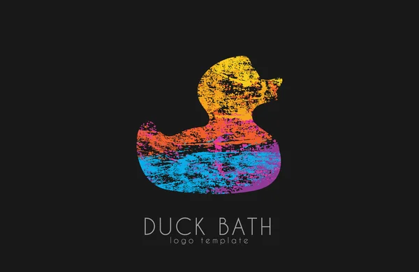 ゴム製のアヒル 鴨には ロゴがお風呂します 創造的なロゴ アヒルのロゴ — ストックベクタ