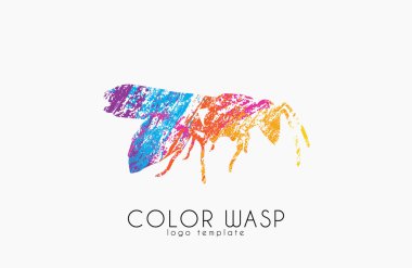 Wasp logo tasarımı. Yaban arısı Tasarım renk. Yaratıcı logo