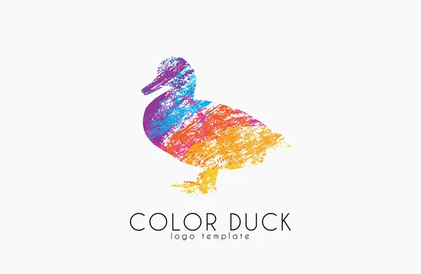 Ördek Logosunu Görmeniz Gerekir Renkli Ördek Logo Kuş Logosu — Stok Vektör