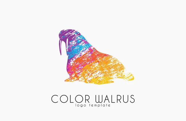 Walross Farbe Walross Logo Kreatives Logo Design — Stockvektor