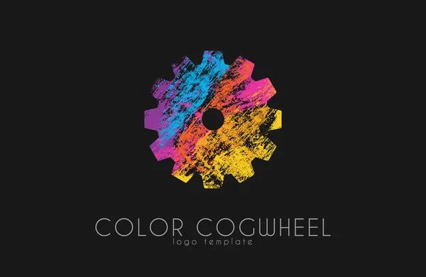 Logo Cogwheel. Ruota dentata a colori. Design creativo del logo — Vettoriale Stock