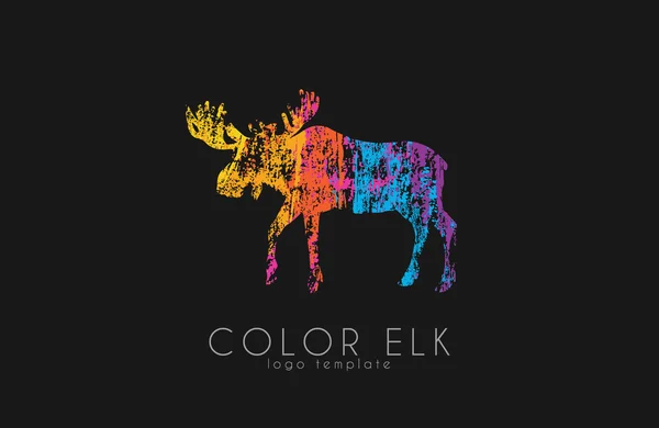 엘크 로고입니다. 엘크 디자인 색상. 크리에이 티브 로고 — 스톡 벡터