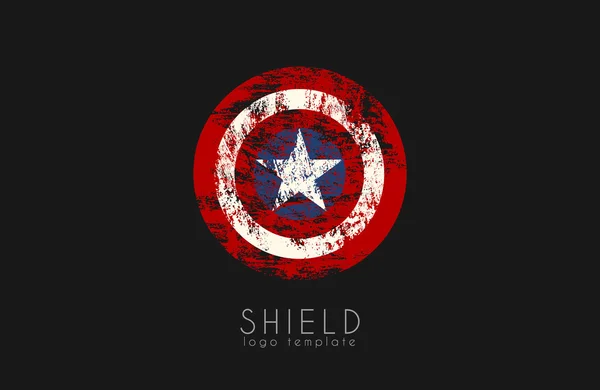 Shield with a star, superhero shield, cartoon shield, comics shield, grunge shield — Stock Vector