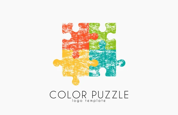 Logo del rompecabezas. Diseño de rompecabezas de color. Logotipo creativo — Vector de stock