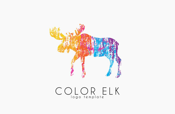 Elk logo. Color elk design. Creative logo