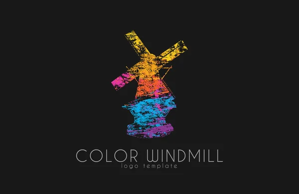 Windmühle logo.color Windmühle Logo-Design. Kreatives Logo — Stockvektor