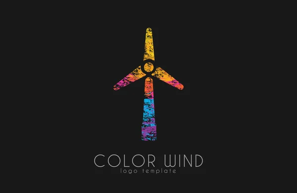 Wind-Logo. Design des Windkraft-Logos. kreatives Logo-Design. Energiewindrad. Energie-Logo — Stockvektor